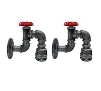 LEDSone Steampunk Rustic Wall Sconce Light 2 Pack Industrial Retro Metal Water Pipe E27 Lamp Holder Vintage Wall Mount Lighting Fixture for Bedroom, Living Room, Bar