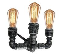 LEDSone Steampunk Wall Sconce - Vintage Industrial E27 Wall Light, Brushed Silver, 36cm, Wall Mounted Fixture for Living Room, Kitchen, Bathroom, Bar & Café