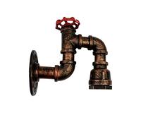LEDSone Steampunk Water Pipe Wall Light Rustic Red Metal E27 Sconce Lamp