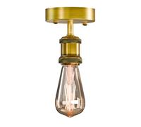 LEDSone Stylish Single Head Ceiling Lamp Retro Flush Mount E27 Lamp Holder Light Fixture for Bedroom Living Room Hallway Vintage Ceiling Lighting with Easy Installation (Yellow Brass with Bulb)