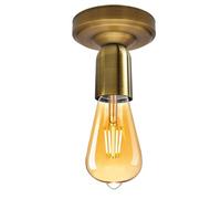 LEDSone Stylish Single Head Ceiling Lamp Retro Flush Mount E27 Lamp Holder Light Fixture for Bedroom Living Room Hallway Vintage Ceiling Lighting with Easy Installation (Yellow Brass with Bulb)