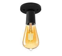 LEDSone Stylish Single Head Ceiling Lamp Retro Flush Mount E27 Lamp Holder Light Fixture for Bedroom Living Room Hallway Vintage Ceiling Lighting with Easy Installation (Black with Bulb)