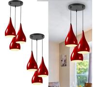 LEDSone Triple Teardrop Pendant Light - Adjustable Hanging Rope Cluster With 3 Heads - Modern Ceiling Light Fixture