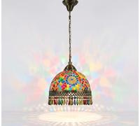 LEDSone Turkish Mosaic Multicolour Vintage Pendant Light Handmade Stained Glass Ceiling Hanging Lamp E27 for Living Room, Bedroom, Dining Room, Café