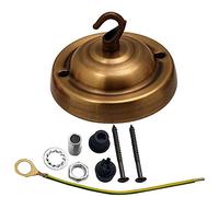 LEDSone Vintage 105mm Ceiling Rose for Light Fittings Chandeliers with Hook Suitable for Light Fixture Decor (Yellow Brass)