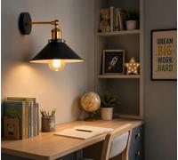 LEDSone Industrial Metal Wall Sconce Black Antique 240 Degree Adjustable Industrial Wall Light for Restaurants Galleries Aisle Kitchen Room Doorway Living Room