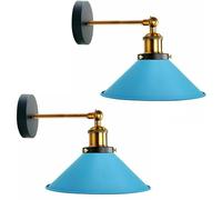 LEDSone Vintage 180 Degree Adjustable E27 Swing Arm Wall Lamp Fixtures Wall Sconces Industrial Metal Indoor Wall Mounted Sconce for Bedroom Galleries Living Room Hallway Kitchen (Blue 2 Pack)