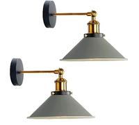 LEDSone Vintage 180 Degree Adjustable E27 Swing Arm Wall Lamp Fixtures Wall Sconces Industrial Metal Indoor Wall Mounted Sconce for Bedroom Galleries Living Room Hallway Kitchen (Grey 2 Pack)