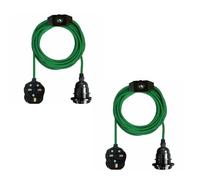 LEDSONE Vintage 2Pack Pendant Light Kit with Fabric Flex Cable 2m Hanging Light Fitting with E27 Bulb Socket and Plug with Switch Ideal for Home, Studio, Office, Café, or Decorative Lighting (Green)