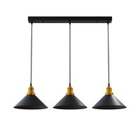 LEDSone Vintage 3 Head-Ceiling Light Industrial Pendant Metal Shade, Hanging Ceiling Light E27 Holder Fitting with 50cm Ceiling Plate for Living Room Dinning Room Restaurant (Style 6)