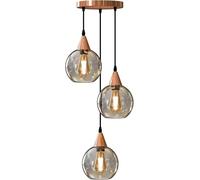 LEDSone Vintage 3 Head Pendant Light Glass Height Adjustable E27 Base Retro Industrial Globe Glass Ball Light Shade Ceiling Light Fitting Coffee Shop Bar Kitchen (Rose Gold 2, with Bulb)