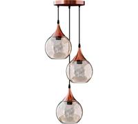 LEDSone Vintage 3 Head Pendant Light Glass Height Adjustable E27 Base Retro Industrial Globe Glass Ball Light Shade Ceiling Light Fitting Coffee Shop Bar Kitchen (Copper, Without Bulb)