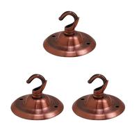 LEDSone Vintage 3 Pack Ceiling Rose Hook Plate Metal Copper 75mm Chandelier Light Fitting with Pre-Drilled Holes for Mounting Chandliers Pendant Lights Wall Lamps Hanging Lights Planters