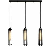 LEDSone Vintage 3 Way Pendant Light Black Metal Long Wire Cage Retro Lampshade with Adjustable Cable Cluster Light Shade for Dining Room, Kitchen, Living Room, Cafe, Restaurant, Hallway, Office, Bar
