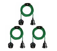LEDSONE Vintage 3Pack Pendant Light Kit with Fabric Flex Cable 2m Hanging Light Fitting with E27 Bulb Socket and Plug with Switch Ideal for Home, Studio, Office, Café, or Decorative Lighting (Green)