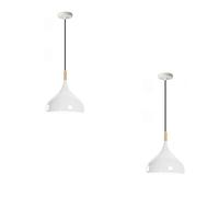 LEDSone Vintage Adjustable Pendant Light, 95x41.5x95 cm Industrial White Ceiling Fixture with E27 Holder, Lampshade, and Accessories for Kitchen, Dining Room, Home Island (2-Pack)