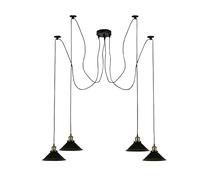 LEDSone Vintage Black Spider Pendant Light 4 Head, Cone Shaped Metal Shades with Adjustable 2M Cord, Easy Fit Industrial Ceiling Light for Kitchen Dining Room Cafe
