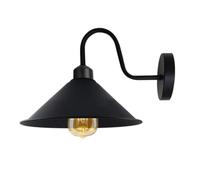 LEDSone Vintage Wall Light Fixture, Vintage Black Wall Sconce E27 Base Socket Screw Type Industrial Wall Mounted Swan Neck Cone Shape Shade Wall Sconce (Black, Without Bulb)