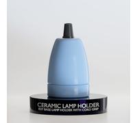 LEDSone Vintage Blue Ceramic E27 Lamp Holder Porcelain Socket with Cord Grip Industrial Style Light Bulb Base for DIY Lighting Fixtures