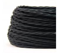 LEDSone Vintage Braided Fabric Cable 3M Black, 3 Core 0.75mm² Twisted Flex Electrical Wire, Silk Cloth Covered Lighting Cord for Pendant Lamps, DIY Lighting Projects, Retro Industrial Lamp Cable