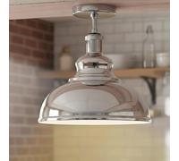 LEDSone Vintage Ceiling Light E27 Flush Mount Inustrial Metal Ceiling Light Fixture Retro Edison Style Chrome Electro Plated Finish for Farmhouse Kitchen, Dining Room, Hallway, Bedroom, Living Room