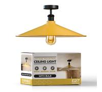 LEDSone Vintage Ceiling Light,Flush Mounted E27 Industrial Ceiling Light Fixture for Bedroom Living Room Kitchen Restaurant EPC A+ (Yellow, with Bulb)