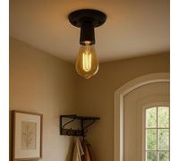 LEDSone Vintage Ceiling Light Semi Flush Mount Black Ceiling Light Fixture with E27 Holder for Living Room Kitchen Bedroom Hallway Easy Fit Premium Quality Anti Rust Durable Metal Lighting Fixture