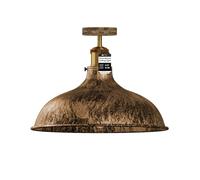 LEDSone Vintage Ceiling Light Semi Flush Mount Brushed Copper 36cm Metal Large Lampshade Ceiling Light Fixture with E27 Holder for Home Decor & Improvement Essential