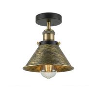 LEDSone Vintage Semi Flush Ceiling Light, Retro Style Brushed Brass Metal Shade 18cm, E27 Industrial Ceiling Lamp for Kitchen, Bedroom, Living Room