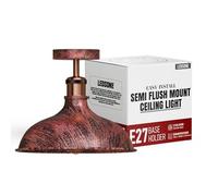 LEDSone Pack of 2 Vintage Industrial Ceiling Lights 36CM Semi Flush Mount Lighting Fixtures Rustic Red Large Ceiling Light Semi Flush Ceiling Lights for Kitchen Hallway Dining Room Living Room Bar