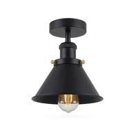 LEDSone Vintage Ceiling Lights for Living Room Black Metal Industrial Ceiling Light Fixture E27 Flush Mount 18cm Vintage Conical Shade for Kitchen Dining Bedroom