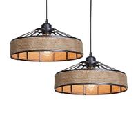 LEDSone Vintage Ceiling Pendant Light Fitting, Black Hemp Twisted Braided Flex,E27 Lamp Holder Suspended Pendant Light Fitting Kit (Hemp 40cm with PVC Cable)