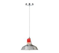 LEDSone Vintage Ceiling Pendant Light Single Head E27 Base Metal Chrome 30cm Width Lampshade Height Adjustable Industrial Hanging Pendant Lighting for Bedroom Living Room Kitchen Restaurant.