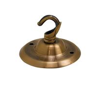 LEDSone Vintage Ceiling Rose Hook Plate Metal Yellow Brass 75mm Chandelier Light Fitting with Pre-Drilled Holes for Mounting Chandliers Pendant Lights Wall Lamps Hanging Lights Planters Decorations