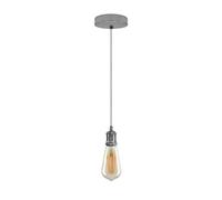 LEDSone Vintage Chrome E27 Pendant Light Fitting - Ceiling Rose Hanging Light Kit with Braided Flex Cable & Lamp Holder for Kitchen, Dining & Industrial Lighting