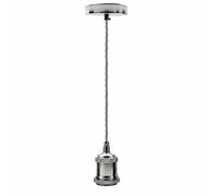 LEDSone Vintage Chrome E27 Pendant Light Fitting - Twisted Braided Cable Ceiling Lamp Holder Kit for Indoor Hanging Lighting in Kitchen, Dining Room, Bar, Café, Loft