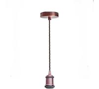 LEDSone Copper Vintage Metal Ceiling Pendant Light Fitting, Brown Twisted Braided Flex 1m Cable, E27 Lamp Holder Suspended Pendant Light Fitting Kit for Indoor Lightings