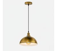 LEDSone Vintage Curvy Dome Yellow Brass Pendant Light 95cm Adjustable Hanging Metal Ceiling Lighting Fixture for Homes, Restaurants, Cafes, Bars, Offices and Stylish Spaces
