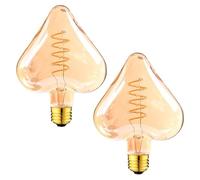 LEDSone Vintage Decorative LED E27 Bulb, Heart Shape 4W 450LM Non Dimmable, Warm White 2700K Amber Glass, CRI>90 - Pack of 2