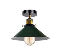 LEDSone Vintage E27 Flush Ceiling Light with 22cm Green Conical Lampshade Easy to Fit Durable Anti Rust Metal Ceilings Lighting Fixtures for Hallway, Bathroom, Bedroom, Foyer with EPC A+ Bulb