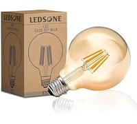 LEDSone Vintage E27 LED Bulb,Edison G125 8W Dimmable Bulb, LED Filament Large Globe Screw Light Bulb, Warm White 2700K Amber Glass, 800lm Lighting Decorative CRI 90+, Energy Saving,A+