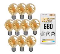 LEDSone Vintage E27 LED Edison Bulb, G80 4W Screw Globe Dimmable Light Bulb, Warm White 2700K LED Filament Lamp Amber Glass, Retro Lighting Old Fashioned Decorative 90% Energy Saving
