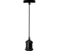 LEDSone Matt Black Vintage Metal Ceiling Pendant Light Fitting, Twisted Braided Flex 1m Cable, E27 Lamp Holder Suspended Pendant Light Fitting Kit for Indoor Lightings