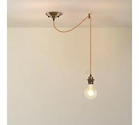 LEDSone Vintage Suspension Light Fitting-Yellow Brass Metal E27 Screw Lampholder with 195cm Adjustable Cable-Retro Hanging Ceiling Pendant for Kitchen, Bar, Cafe, or Home Decor