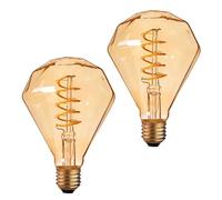 LEDSone Decorative LED Light Bulb, Diamond Glass Vintage Nostalgic LED Edison Light Bulb Non Dimmable, Ambient Angle Spiral Bulb, Warm Light 2700k Atmosphere Lights for Home Decor 2 Pack