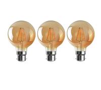 LEDSone Vintage Edison Light Bulb 3 Pack G95 B22 Bayonet 4W Dimmable Retro Filament Style Warm White Light LED Bulbs for Home Office Decoration