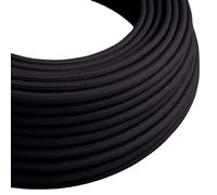 LEDSone Vintage Fabric 3 Core Round Black Colour 0.75mm Italian Braided Cable 5 Meters Electrical Flexible Lamp Cable Wire for UK Pendant Lighting