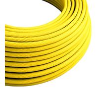 LEDSone Vintage Fabric 3 Core Yellow Colour 0.75mm Italian Braided Cable, 5 Meters Electrical Flexible Lamp Cable Wire For UK Lighting