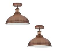 LEDSone Vintage Flush Mount Ceiling Light Fitting Industrial Kitchen Light Ceiling Metal Curvy 29cm Rustic Farmhouse Semi Flush Lighting Fixture Hanging Pendant Light for Indoor Porch