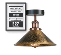 LEDSone Vintage Semi Flush Ceiling Light with E27 Holder 22cm Conical Lampshade Durable Metal Perfect for Kitchen Island, Living Room, Bedroom, Cafe, Restaurant Brushed Copper Without Bulb